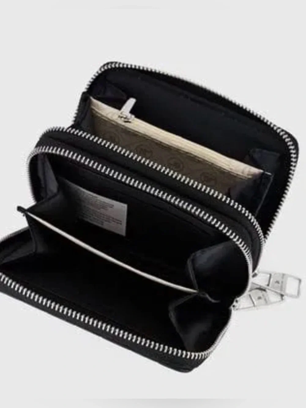 London Fog Black Double Zipper Wallet - Compact Quilted Style